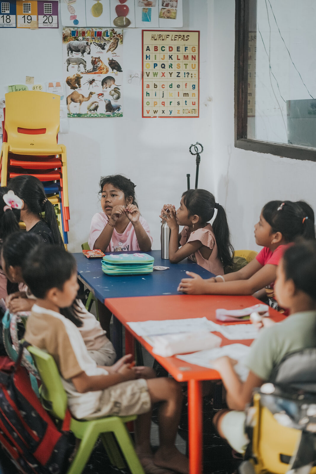 Children learning in the classroom at Peduli Learning Center, Bali