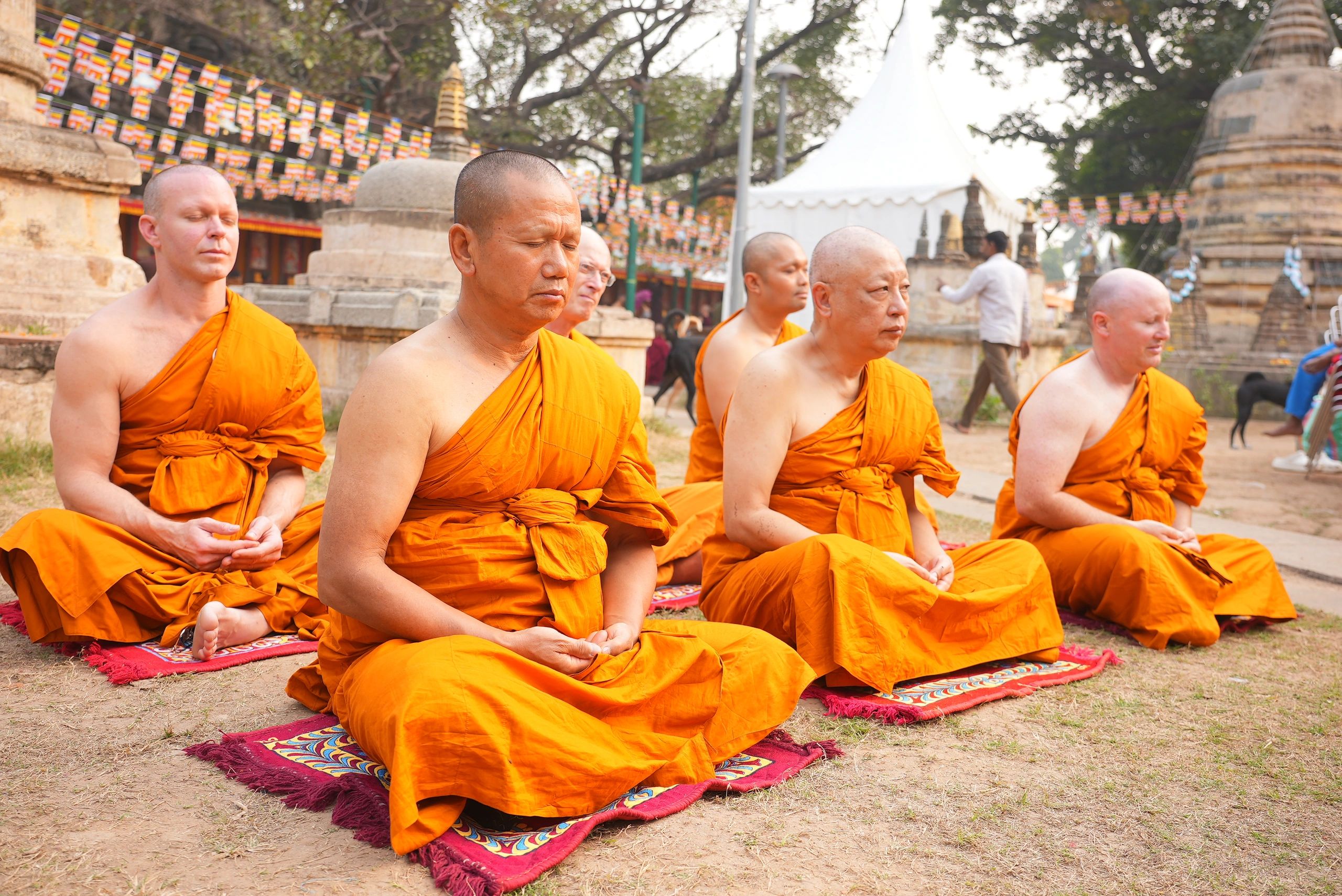 The pilgrimage group at a historic Buddhist location